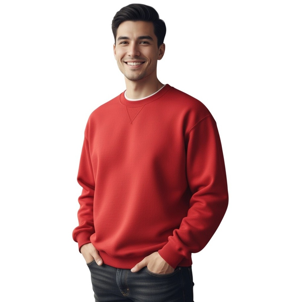Jerzees Mens LARGE Crew‎ Neck Sweatshirt Red Pullover 90s Casual Activewear